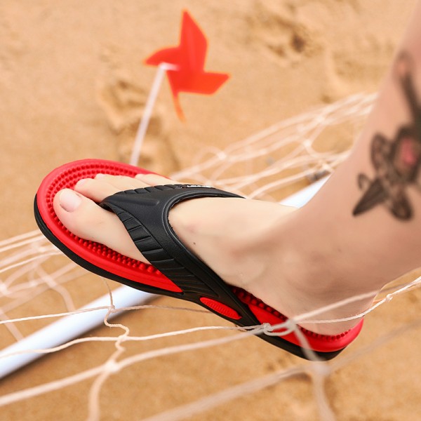 Summer Men Beach Sandals Non-Slip Outdoor Flip-Flops Color Blocking Slippers