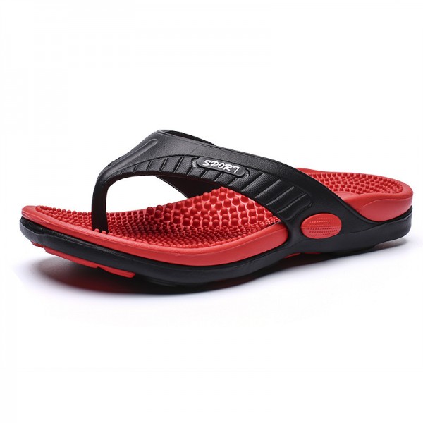 Summer Men Beach Sandals Non-Slip Outdoor Flip-Flops Color Blocking Slippers