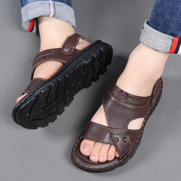 Men'S Casual Thick Sole Non-Slip Pu Sandals