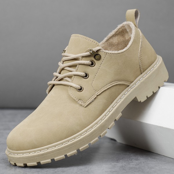 Men Fashion Casual Versatile Lace-Up Flat PU Low Top Combat Boots