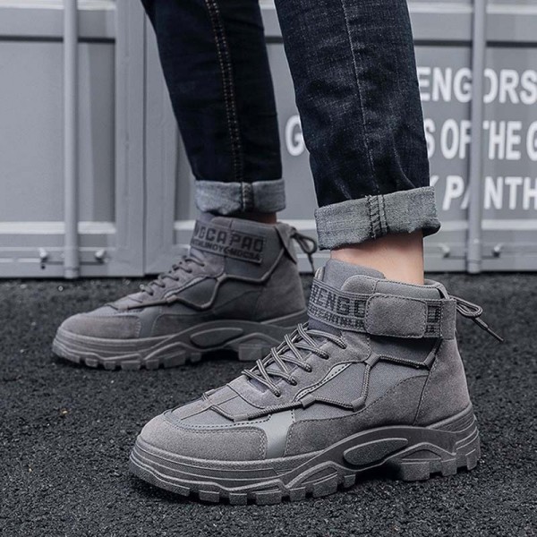 Men Spring Autumn Fashion Casual Versatile Thick-Soled Lace-Up High Top Combat Boots