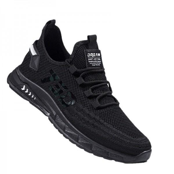 Men Leisure Sports Versatile Round-Toe Mesh Cloth Lace-Up Thick-Soled Sneakers