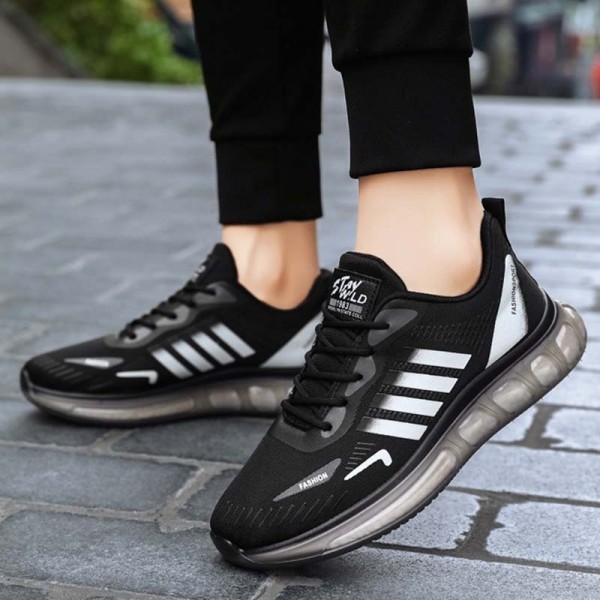 Men Leisure Sports Versatile Round-Toe Mesh Cloth Lace-Up Thick-Soled Sneakers
