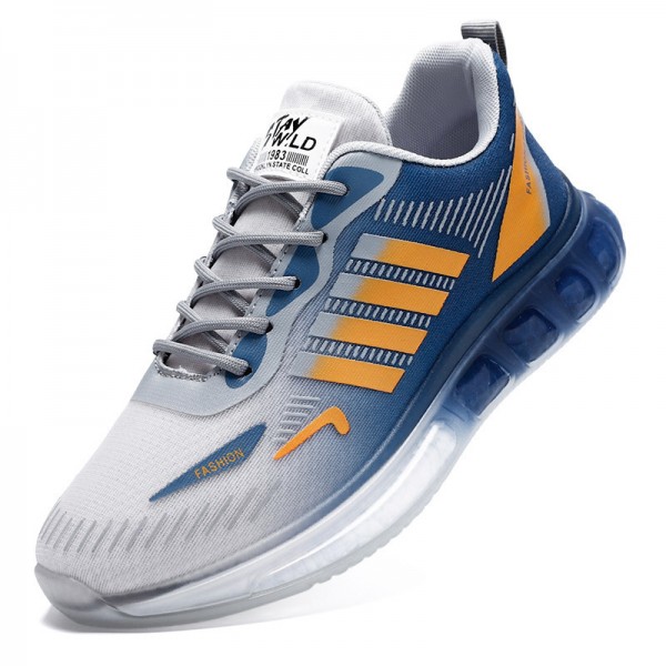 Men Leisure Sports Versatile Round-Toe Mesh Cloth Lace-Up Thick-Soled Sneakers