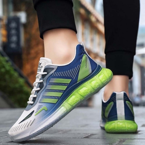 Men Leisure Sports Versatile Round-Toe Mesh Cloth Lace-Up Thick-Soled Sneakers