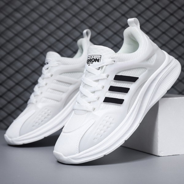 Men Fashion Casual Versatile Round-Toe Stripe Lace-Up Thick-Soled Sneakers