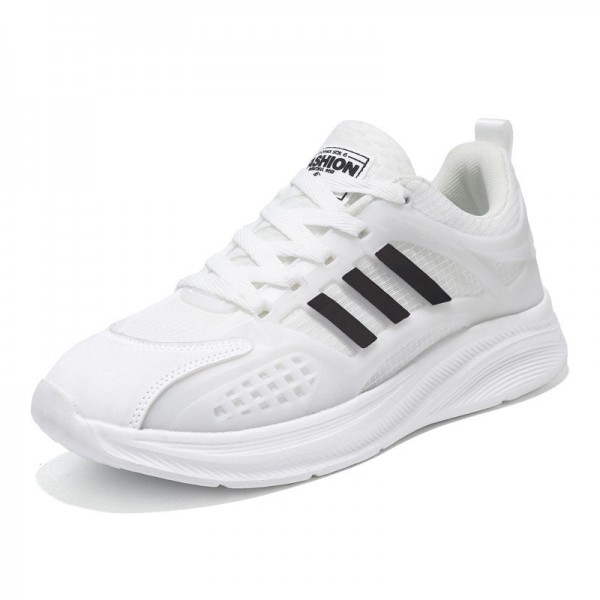 Men Fashion Casual Versatile Round-Toe Stripe Lace-Up Thick-Soled Sneakers