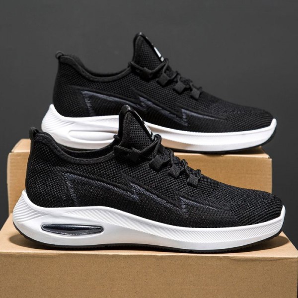 Men Fashion Casual Versatile Round-Toe Mesh Cloth Lace-Up Thick-Soled Sneakers