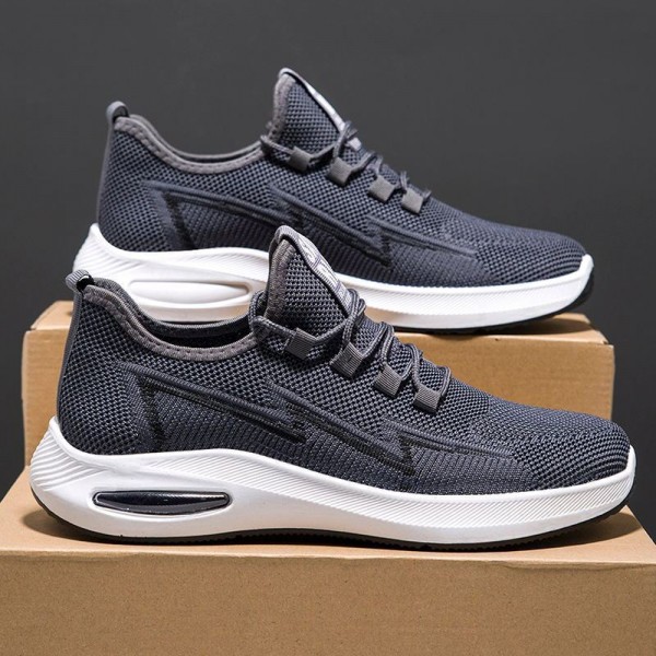 Men Fashion Casual Versatile Round-Toe Mesh Cloth Lace-Up Thick-Soled Sneakers