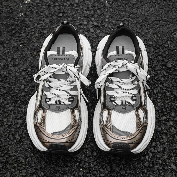 Men Fashion Casual Sports Mesh Cloth Lace-Up Thick-Soled Sneakers