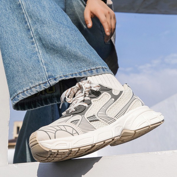 Men Fashion Casual Sports Mesh Cloth Lace-Up Thick-Soled Sneakers