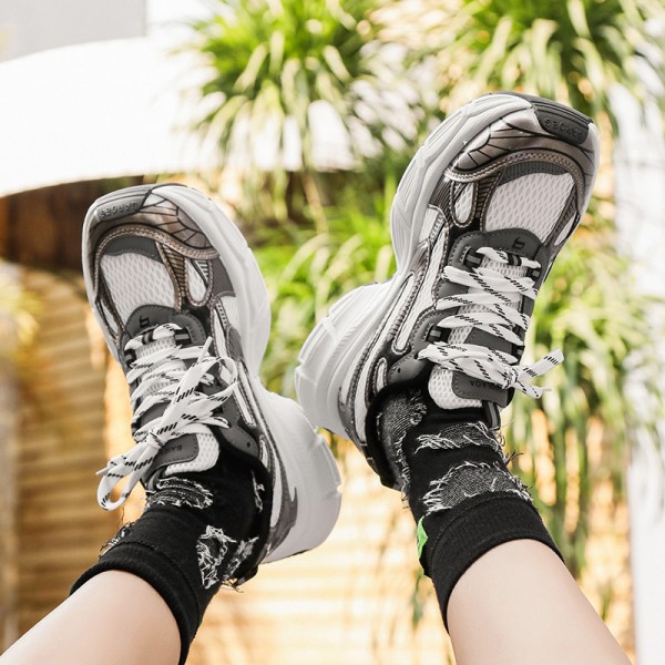 Men Fashion Casual Sports Mesh Cloth Lace-Up Thick-Soled Sneakers