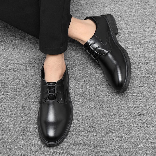 Men Fashion Casual Business British Style Lace-Up Low Heel PU Leather Shoes