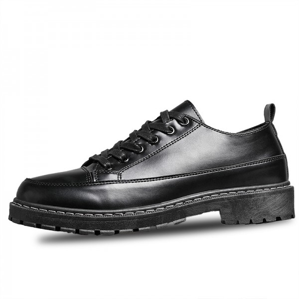 Men Fashion Casual Business British Style Lace-Up Thick-Soled PU Leather Shoes