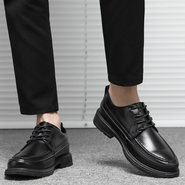 Men Fashion Casual Business British Style Lace-Up Thick-Soled PU Leather Shoes