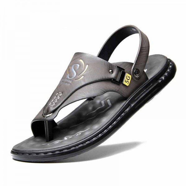 Men Fashion Leisure Holiday Beach Solid Color Slip On Flat Sandals