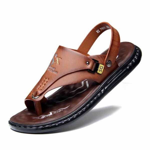 Men Fashion Leisure Holiday Beach Solid Color Slip On Flat Sandals