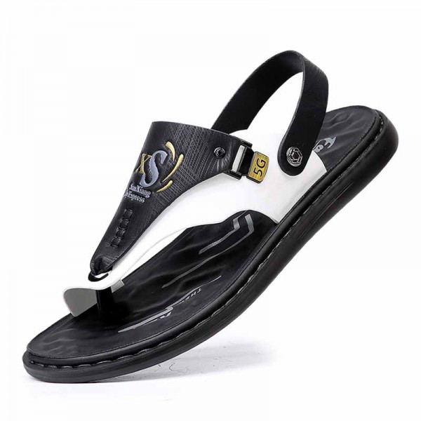 Men Fashion Leisure Holiday Beach Solid Color Slip On Flat Sandals