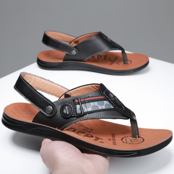 Men Summer Fashion Leisure Vacation Letter Flat Flip Flops Sandals