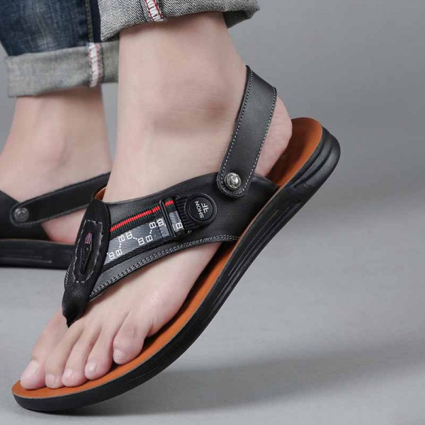 Men Summer Fashion Leisure Vacation Letter Flat Flip Flops Sandals