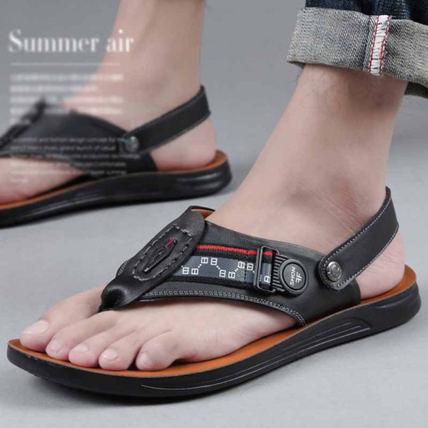 Men Summer Fashion Leisure Vacation Letter Flat Flip Flops Sandals
