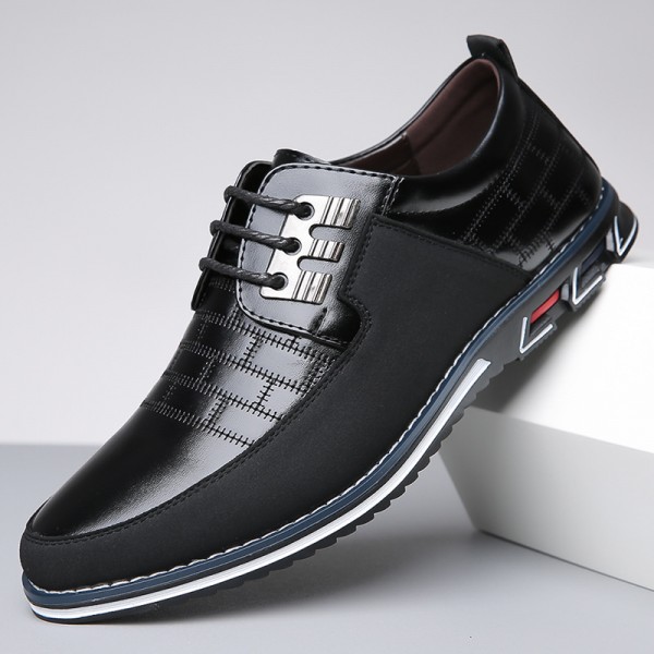 Men Fashion Casual Business British Style Color Pointed-Toe Plus Size PU Leather Shoes