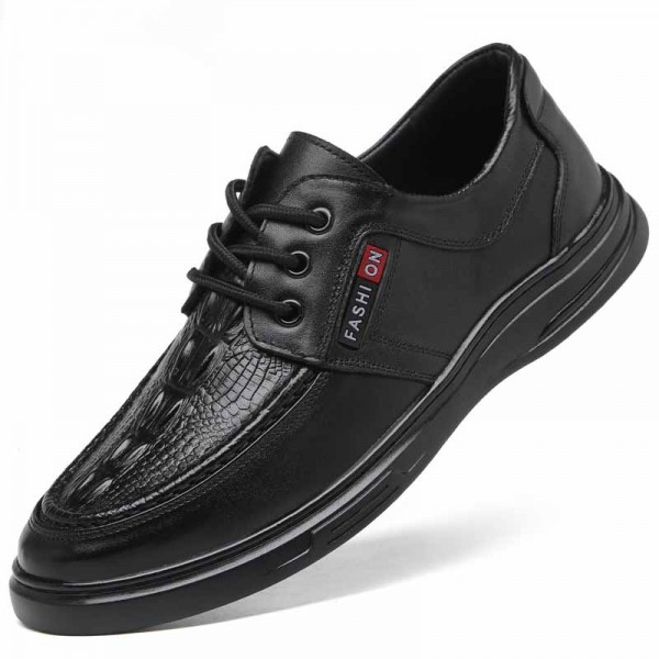 Men Spring Autumn Fashion Casual Lace-Up Low Heel Leather Shoes