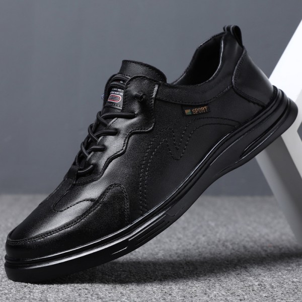 Men Spring Autumn Fashion Casual Lace-Up Flat Leather Shoes