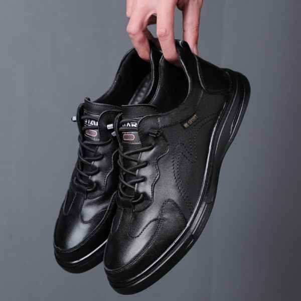 Men Spring Autumn Fashion Casual Lace-Up Flat Leather Shoes