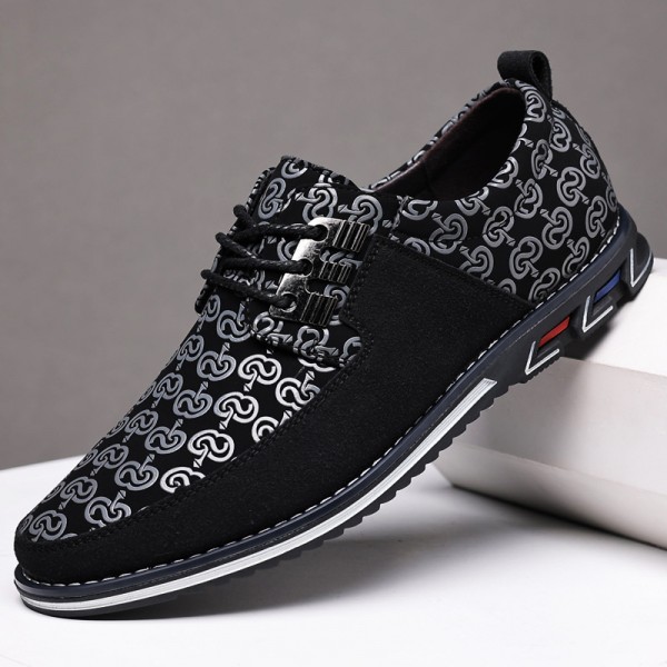 Plus Size Men Casual Printed Leather Shoes