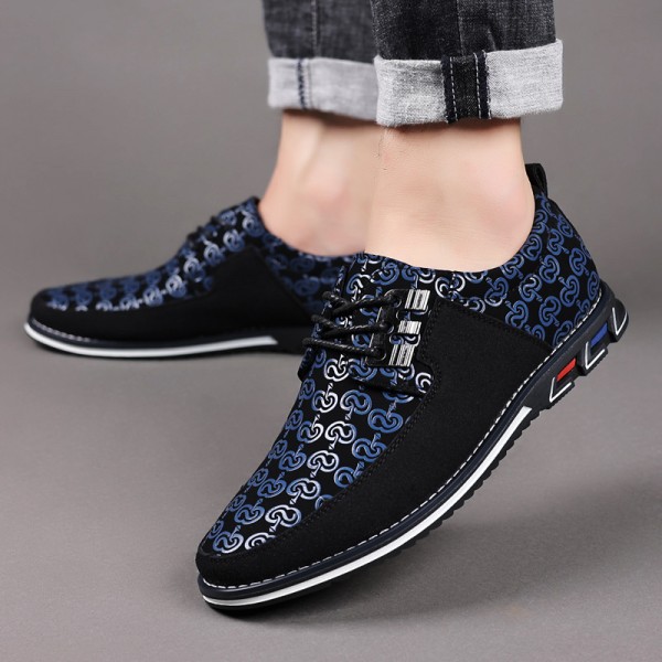 Plus Size Men Casual Printed Leather Shoes