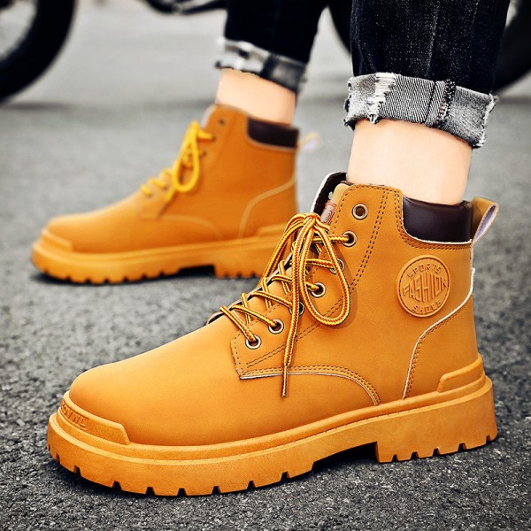 Men Fashion Casual British Style Thick-Soled Lace-Up Combat Boots