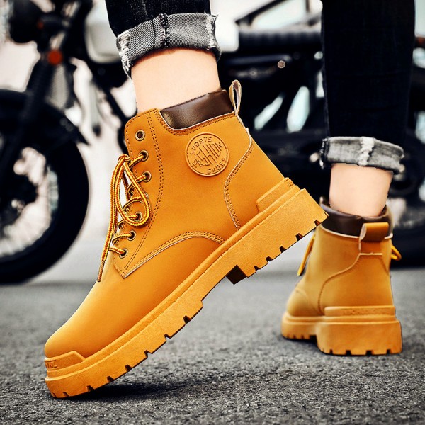 Men Fashion Casual British Style Thick-Soled Lace-Up Combat Boots