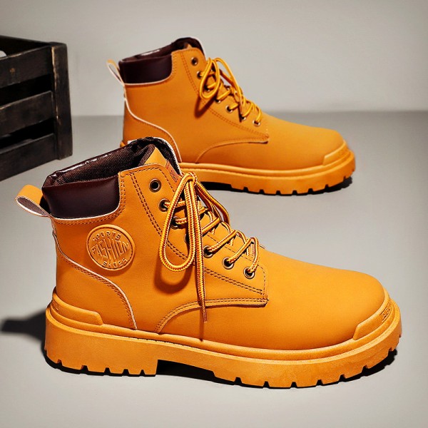 Men Fashion Casual British Style Thick-Soled Lace-Up Combat Boots