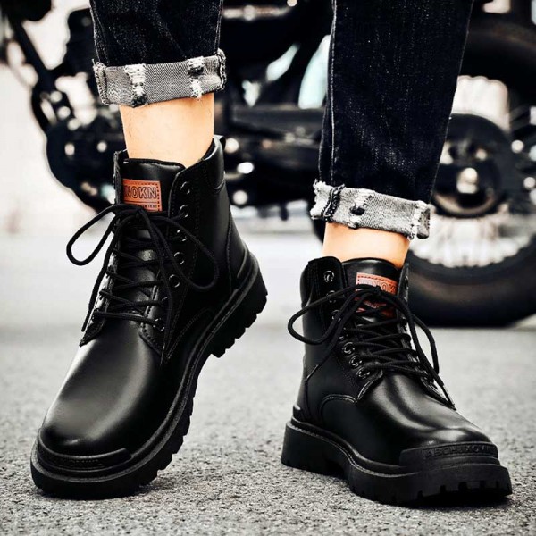 Men Fashion Casual British Style Thick-Soled Lace-Up Combat Boots