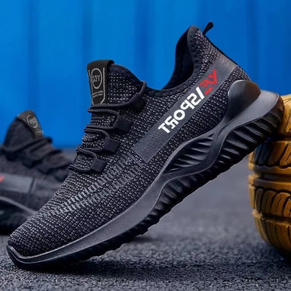 Men Fashion Leisure Sports Alphabet Mesh Lace-Up Thick-Soled Sneakers