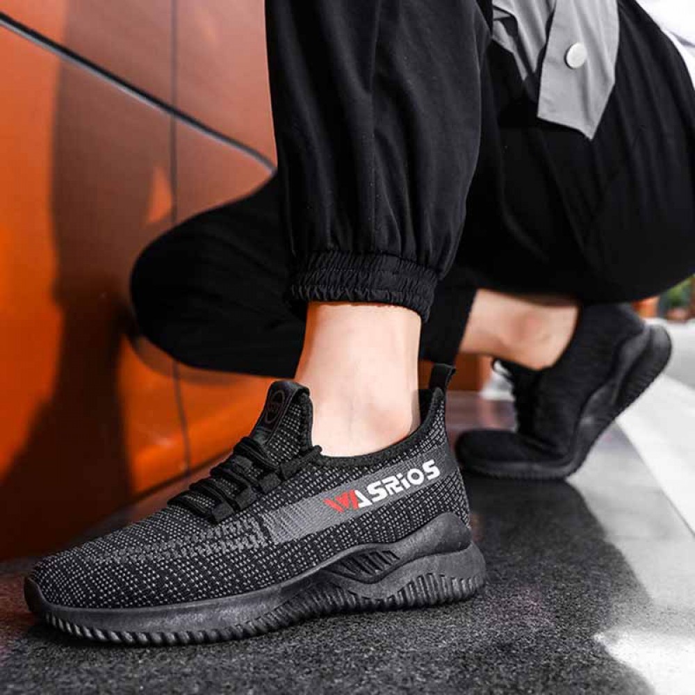 Men Fashion Leisure Sports Alphabet Mesh Lace-Up Thick-Soled Sneakers