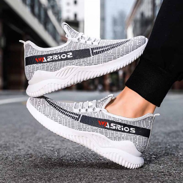 Men Fashion Leisure Sports Alphabet Mesh Lace-Up Thick-Soled Sneakers