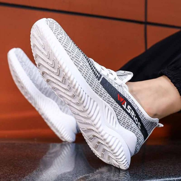 Men Fashion Leisure Sports Alphabet Mesh Lace-Up Thick-Soled Sneakers