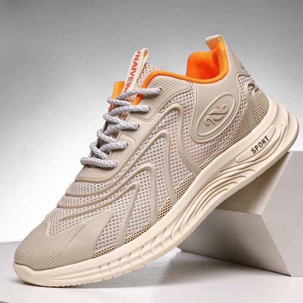 Men Fashion Casual Sports Mesh Lace-Up Thick-Soled Sneakers