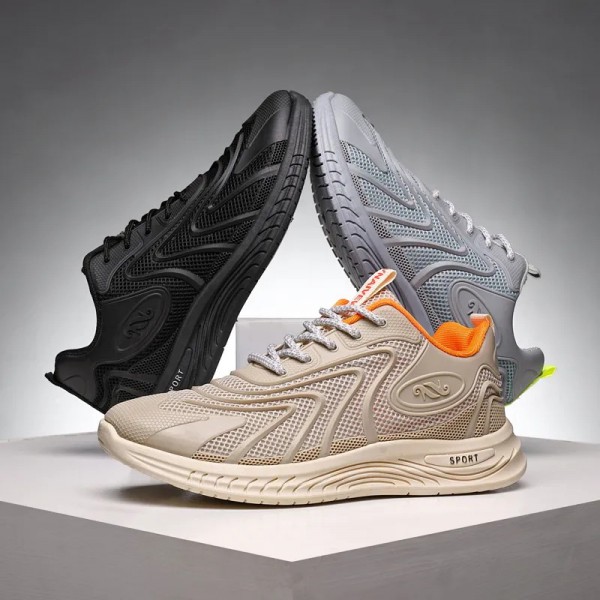 Men Fashion Casual Sports Mesh Lace-Up Thick-Soled Sneakers