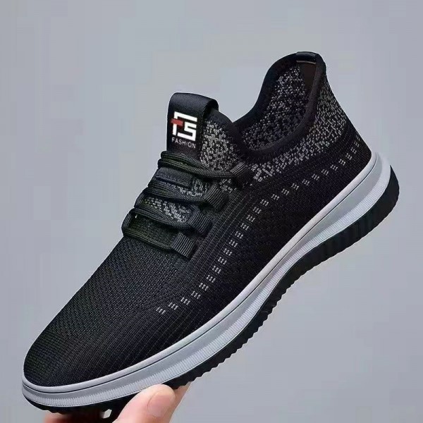 Men Fashion Casual Sports Mesh Lace-Up Thick-Soled Sneakers