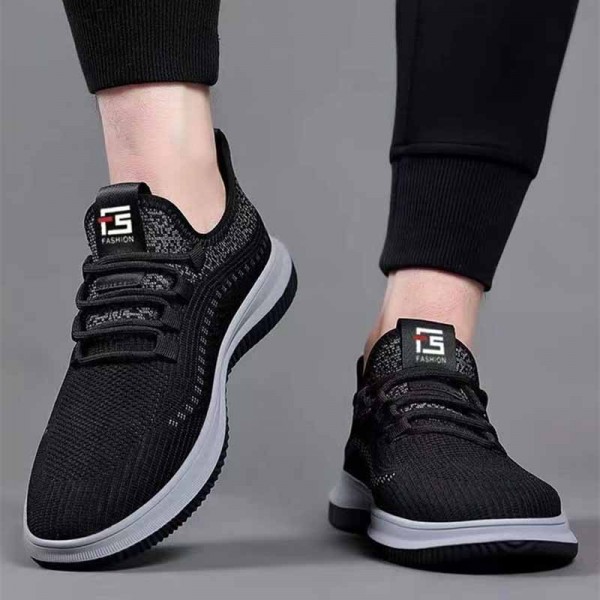 Men Fashion Casual Sports Mesh Lace-Up Thick-Soled Sneakers
