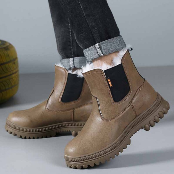 Men Winter Fashion Leisure Sports Fleece Slip On Thick-Soled Snow Boots